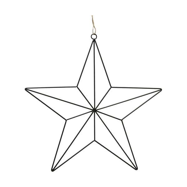 Črn božični kovinski okrasek v obliki zvezde Boltze, dolžina 38 cm