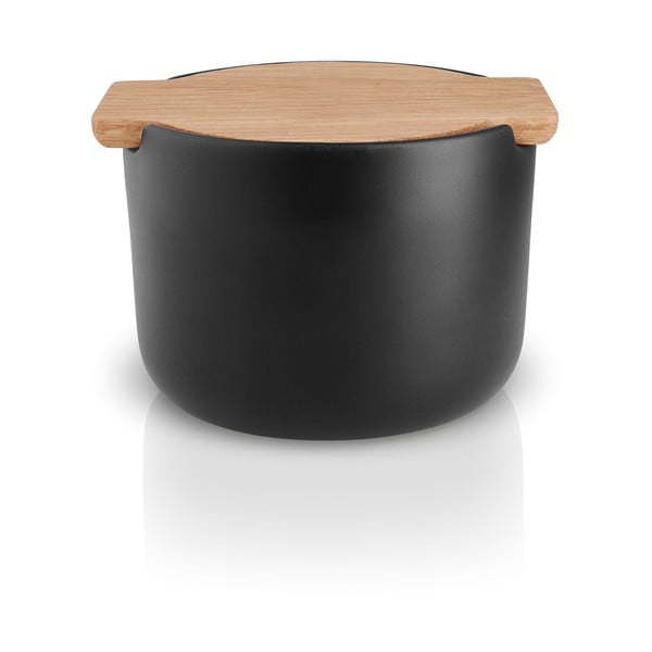Črna keramična posoda za sol z lesenim pokrovom Eva Solo Nordic