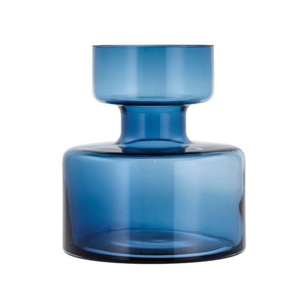 Temno modra steklena vaza Lyngby Glas Tubular, višina 20 cm