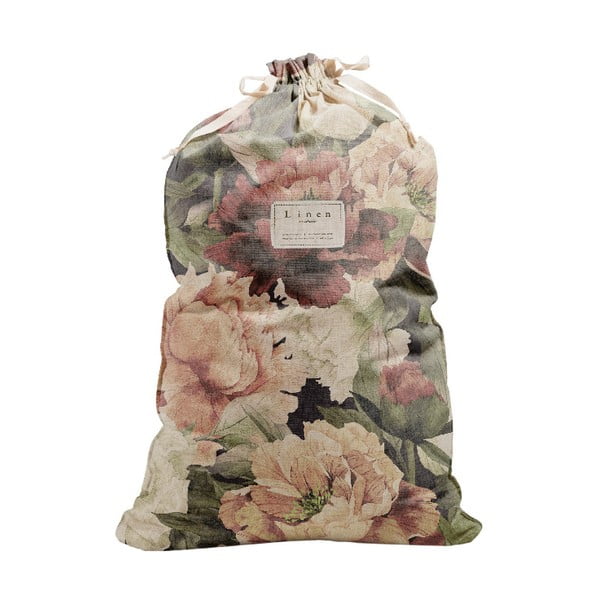 Torba za perilo s primesjo lanu Linen Couture Bag Spring Flowers, višina 75 cm