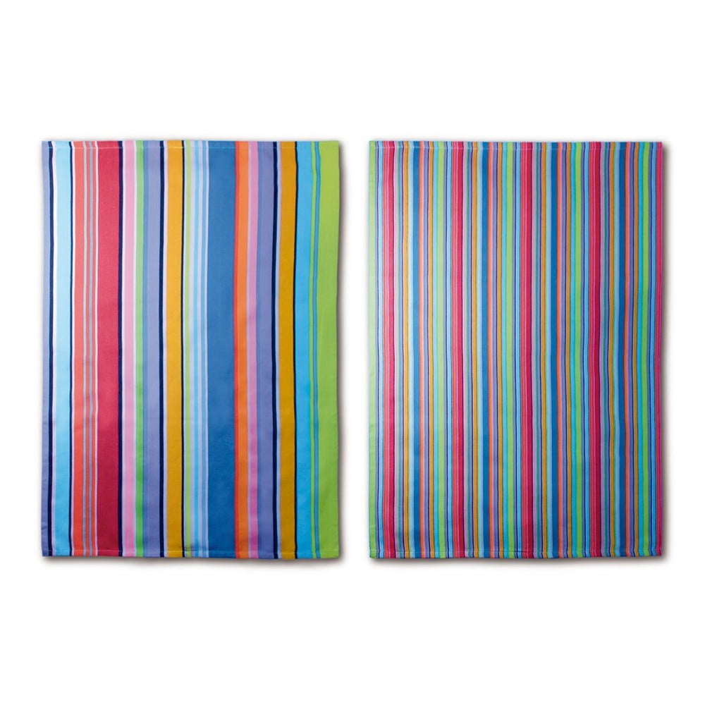 Komplet 2 bombažnih krp Remember Purple Stripes, 70 x 50 cm