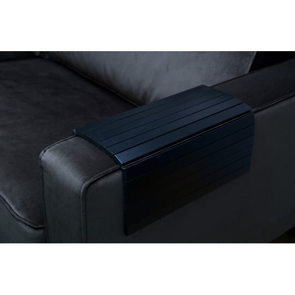 Črn prilagodljiv lesen naslon za roke za kavč WOOOD Tray XL