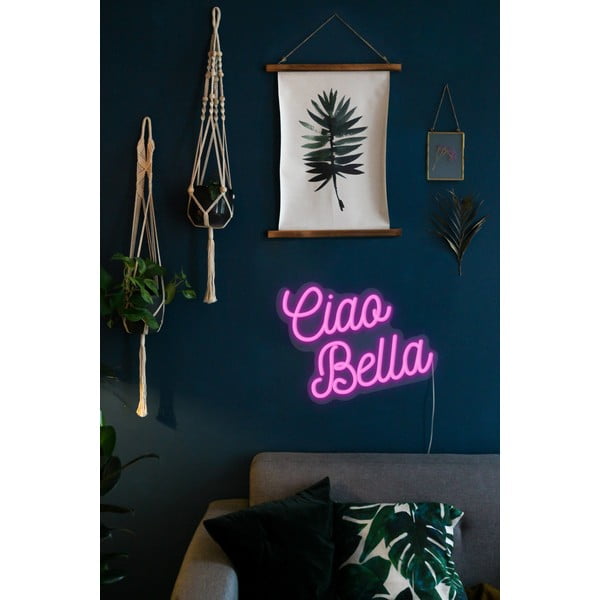 Roza stenska svetleča dekoracija Candy Shock Ciao Bella, 40 x 28,5 cm